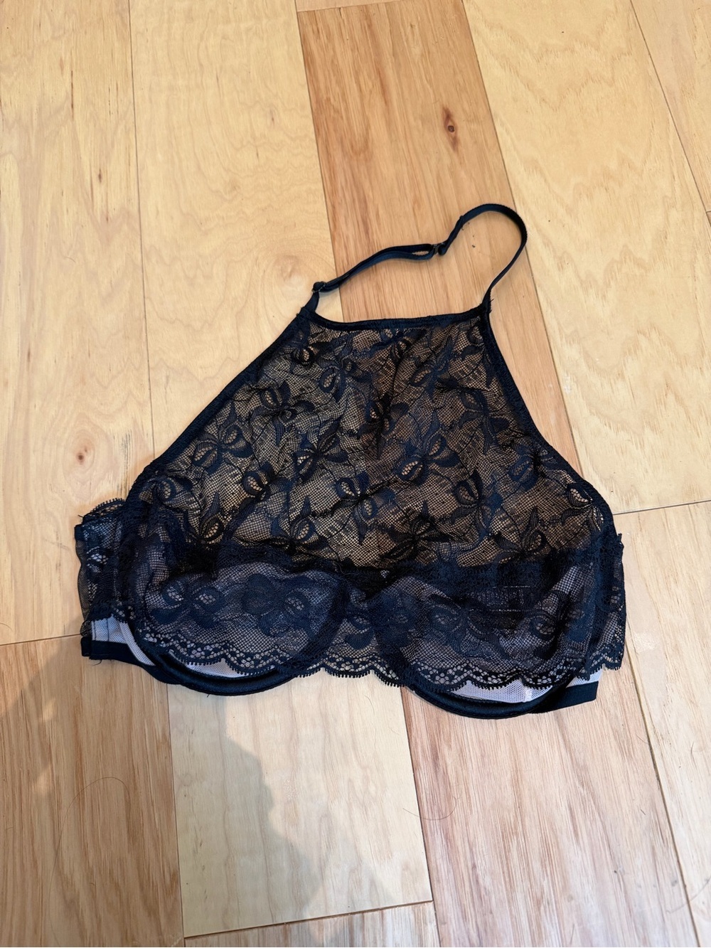 Black Lace Bow detail Halter Neck Bralette - Picture 1 of 3